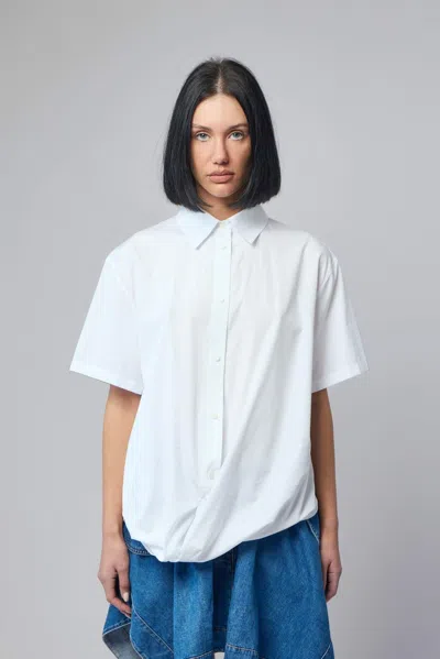 Loewe Short Sleeve Draped Shirt In White