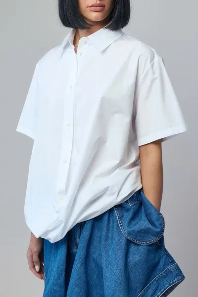 Loewe Short Sleeve Draped Shirt In White