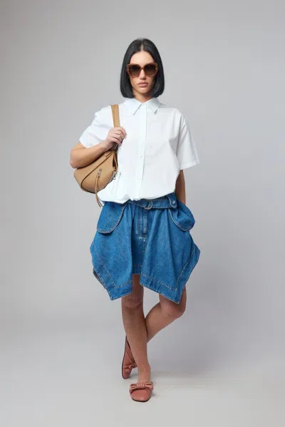 Loewe Short Sleeve Draped Shirt In White