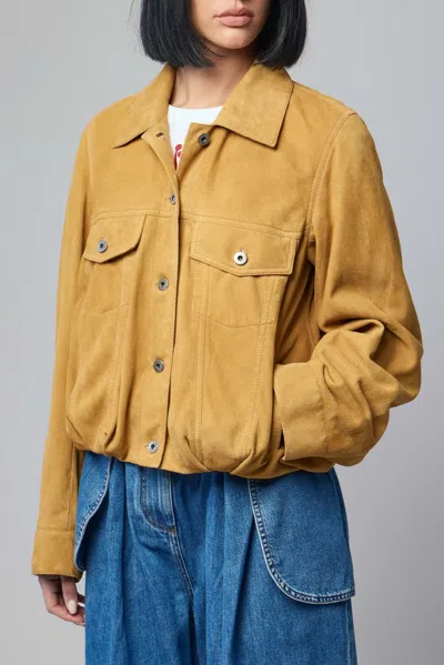 Loewe Suede Leather Jacket In Brown