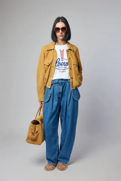 Loewe Suede Leather Jacket In Brown