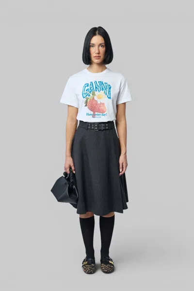 Ganni Womens Bright White Jersey Strawberry Printed Round-neck Cotton-jersey T-shirt In White