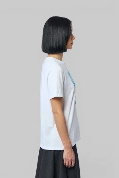 Ganni Womens Bright White Jersey Strawberry Printed Round-neck Cotton-jersey T-shirt In White