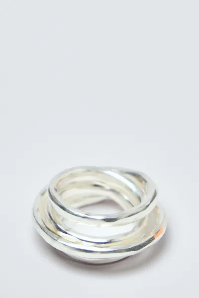 Werkstatt:münchen Hammered Wound Ring In Metallic