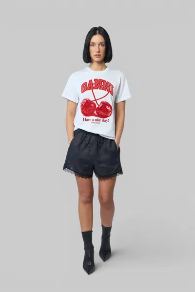 Ganni Basic Cotton Jersey Cherry With Caviar In White