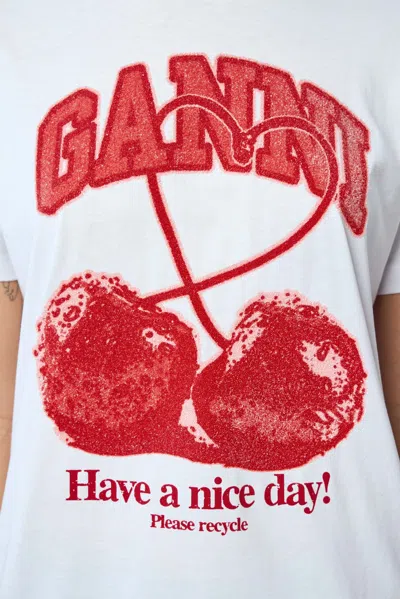 Ganni Basic Cotton Jersey Cherry With Caviar In White