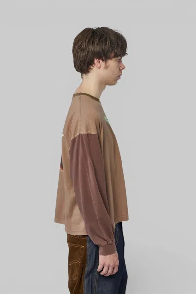 Protocol Index Panelled Distressed T-shirt In Brown