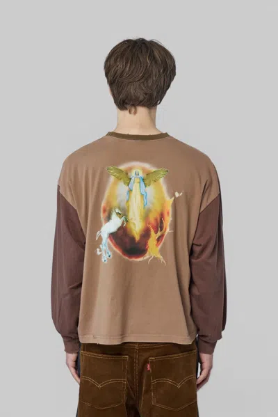 Protocol Index Panelled Distressed T-shirt In Brown