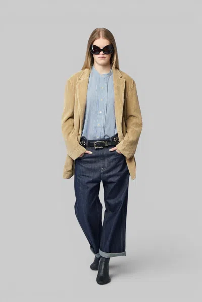 R13 Oversized Ragged Blazer In Beige