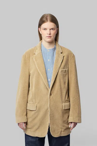 R13 Oversized Ragged Blazer In Beige