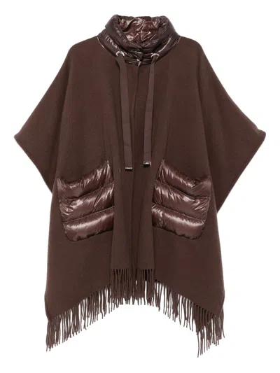 Herno Wool And Nylon Cape In Brown