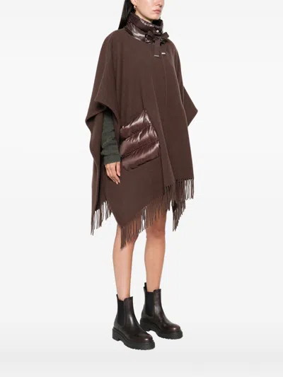 Herno Wool And Nylon Cape In Brown