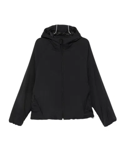 Herno Hooded Zip Blue White Polyester Jacket In Black