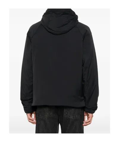 Herno Hooded Zip Blue White Polyester Jacket In Black