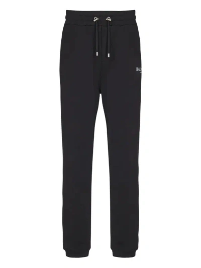 Balmain Logo Printed Elasticated Waistband Track Pants In Black