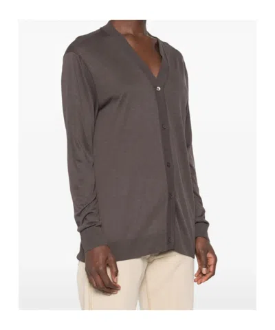 Herno Button-front Long-sleeve Knit Top In Brown