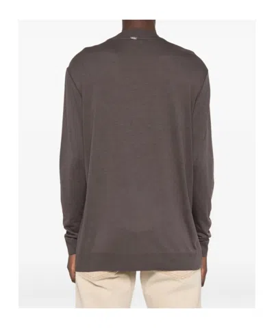 Herno Button-front Long-sleeve Knit Top In Brown