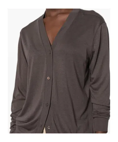 Herno Button-front Long-sleeve Knit Top In Brown
