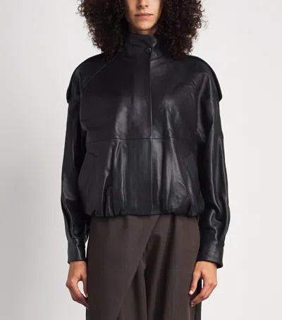 Almada Label Leather Mija Bomber Jacket In Black
