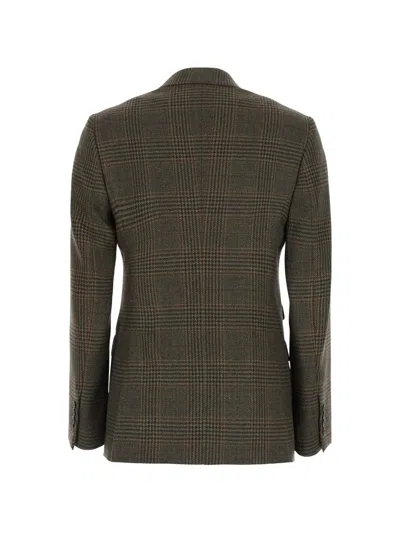 Max Mara Check-pattern Double-breasted Jacket In Gray