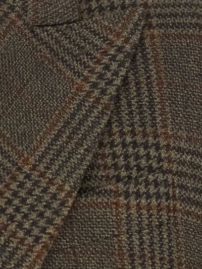 Max Mara Check-pattern Double-breasted Jacket In Gray