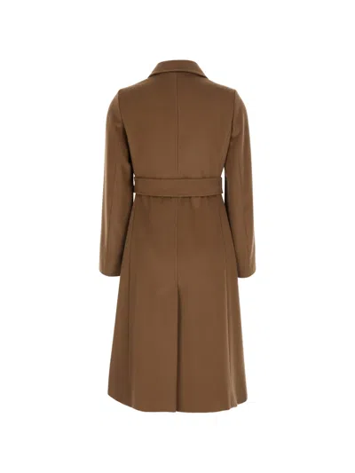 Max Mara Belted Wool Coat In Brown