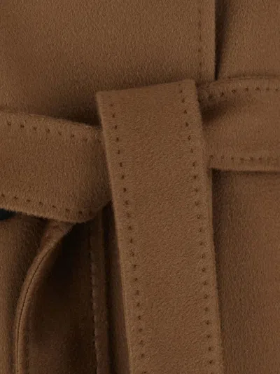 Max Mara Belted Wool Coat In Brown