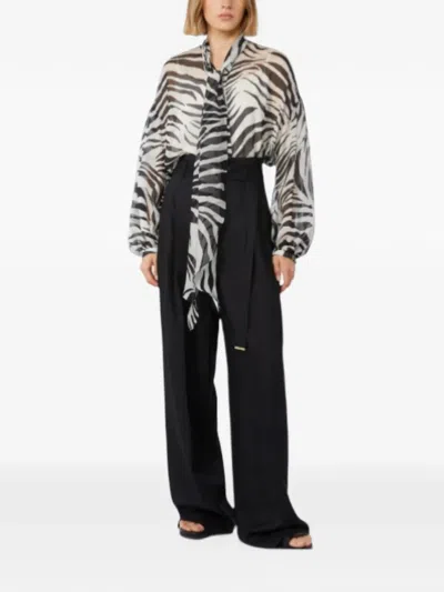Max Mara Belted Tailored Trousers In Multi