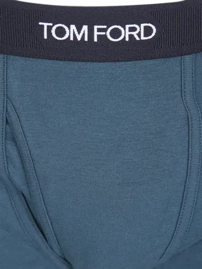 Tom Ford Logo-waistband Boxer Briefs In Blue