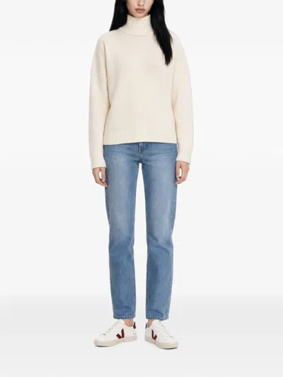 Max Mara Roll-neck Drop-shoulder Sweater In White