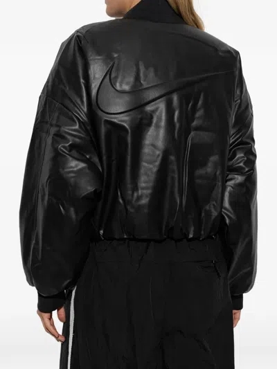 Nike Logo-embossed Bomber Jacket In Black