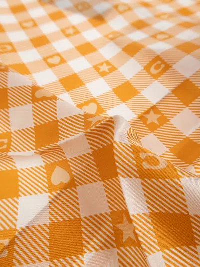 Coach Gingham-print Logo-print Scarf In Multi