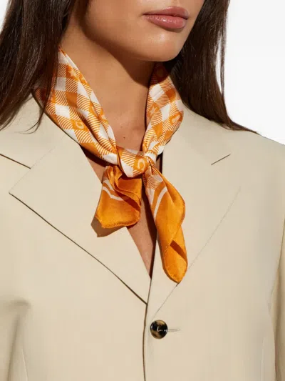 Coach Gingham-print Logo-print Scarf In Multi