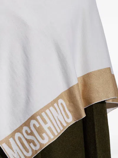 Moschino Metallic-thread Logo-print Poncho In White