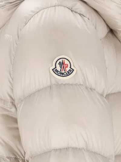 Moncler Suyenne Hooded Long Down Jacket In Neutral