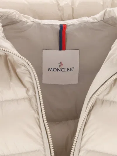 Moncler Suyenne Hooded Long Down Jacket In Neutral