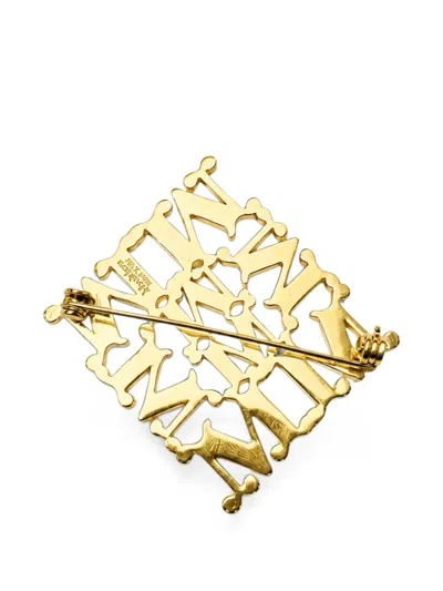 Max Mara Monogram Brooch In Gold