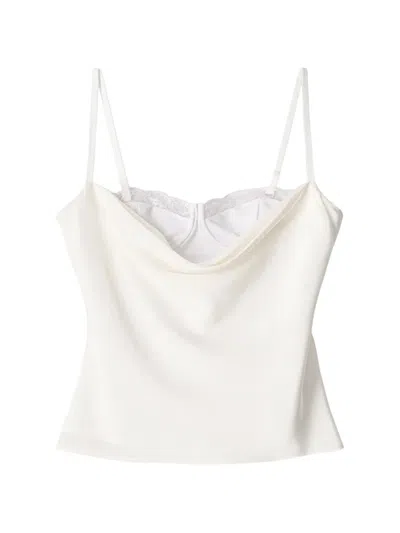 Staud Evangeline Silk Top Ivory In White