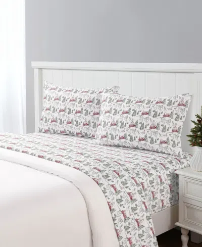 Macy's Sanders Holiday Printed Microfiber 4-pc. Sheet Set, King In Multi