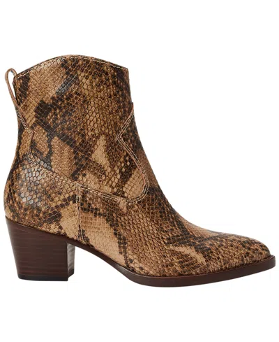 Ralph Lauren Women's Harpher Burnished Leather Booties In Tan Multi Python-embossed Leather