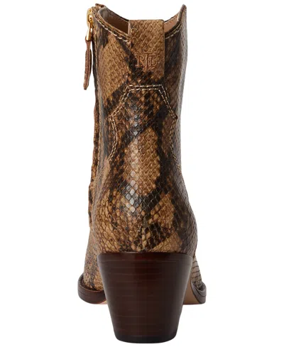Ralph Lauren Women's Harpher Burnished Leather Booties In Tan Multi Python-embossed Leather