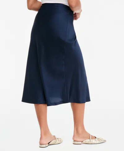 On 34th Women's Pull-on Satin Slip Skirt, Macy's Exclusive In Basic Navy