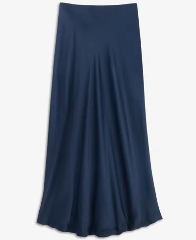 On 34th Women's Pull-on Satin Slip Skirt, Macy's Exclusive In Basic Navy