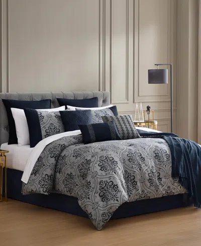 Macy's Horwin Damask 14-piece Comforter Set, King In Multi