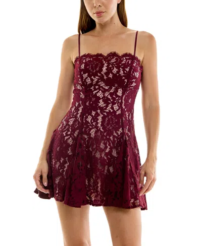 Row A Juniors' Sleeveless Lace Fit & Flare Dress In Blue | ModeSens
