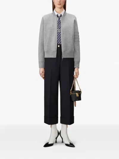 Thom Browne Zip-up Bomber Jacket In Gray