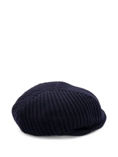 Altea Ribbed-knit Wool Flat Beret In Blue