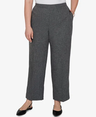 Alfred Dunner Plus Size Pull-on Mid-rise Straight Pants In Black,white