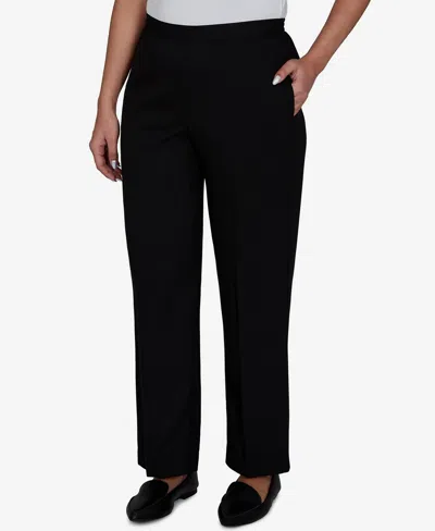 Alfred Dunner Petite Pull-on Straight-leg Pants In Black