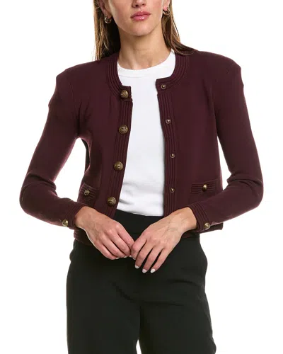 L'agence Patsy Crop Crew Cardigan In Burgundy